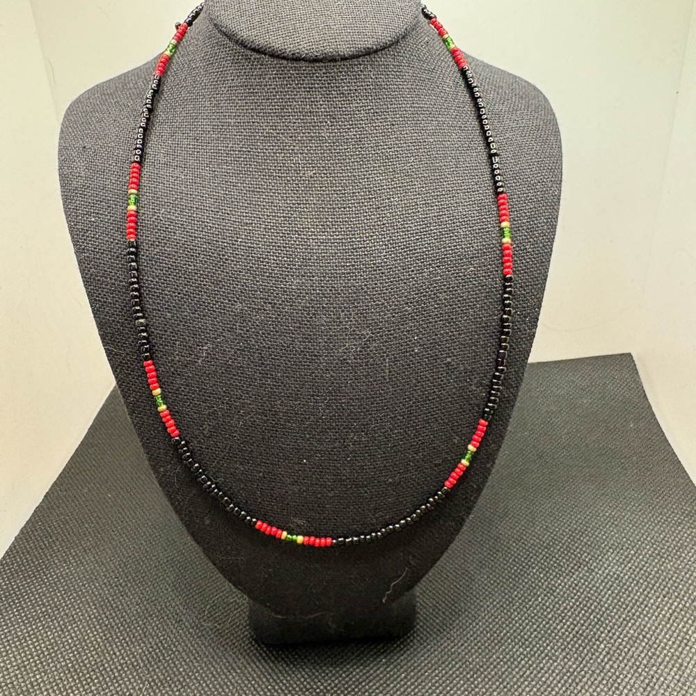 Handmade Multicolor Beaded Necklace, 16”